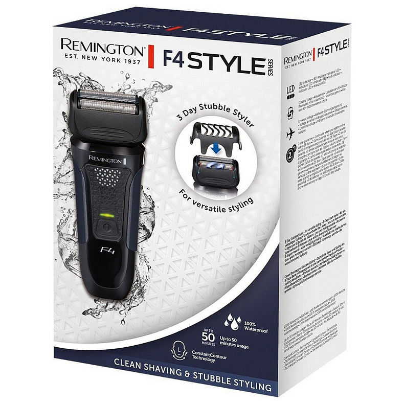 Бритва електрична Remington сіткова F4 STYLE SERIES, бритв.головок-3, сух.+волог., тример, чорний