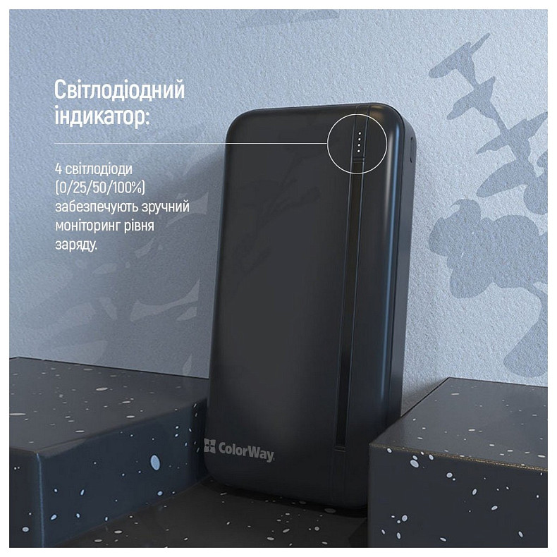 Универсальная мобильная батарея ColorWay Portable Charger 20000mAh Black (CW-PB200LPB4BK-PD)