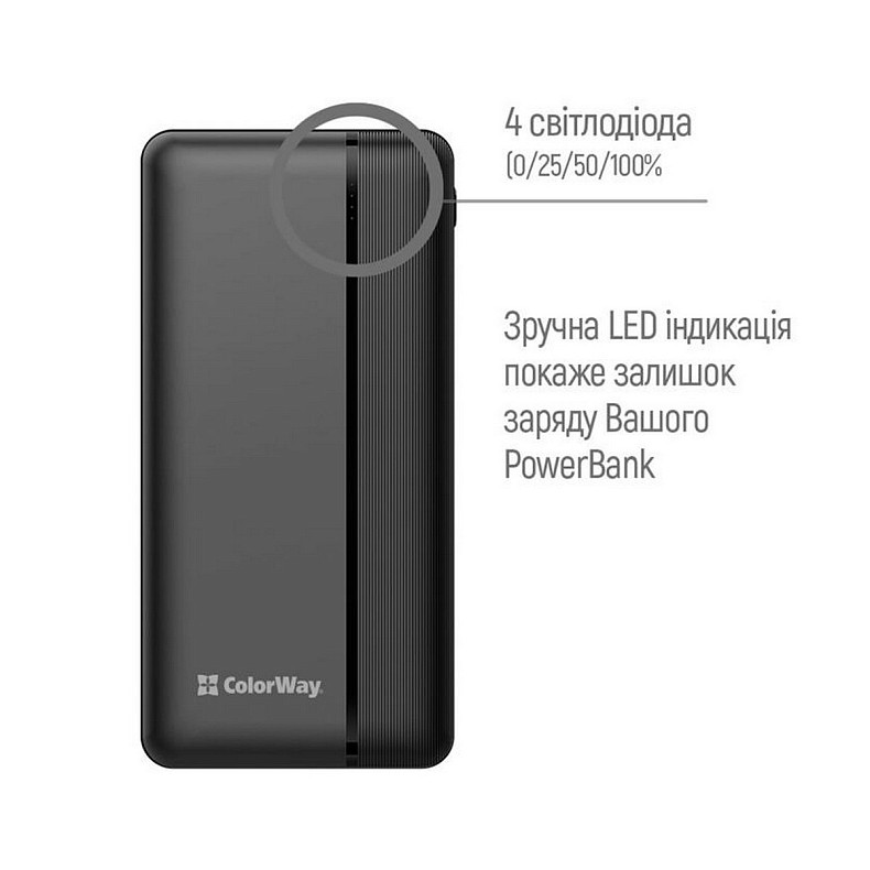 Универсальная мобильная батарея ColorWay 30000mAh Black (CW-PB300LPA3BK-PD)