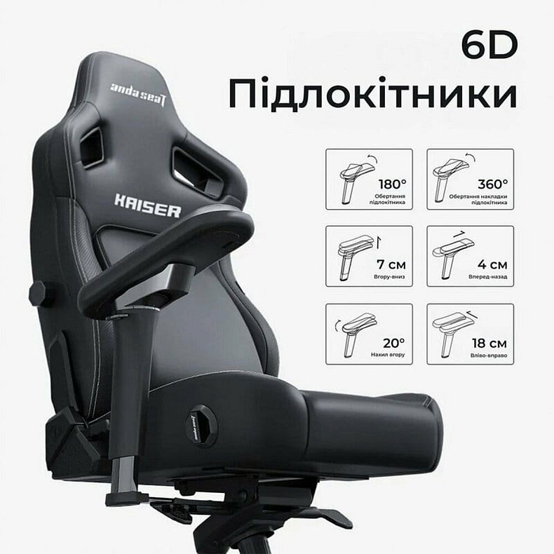 Крісло ігрове Anda Seat Kaiser 4 V2 Size XL Dark Gray Fabric