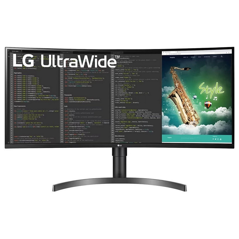 Монитор LG 35" 35WN75C-B 2xHDMI, DP, USB-C, MM, VA, 3440x1440, 21:9, sRGB 99%, CURVED, FreeSync