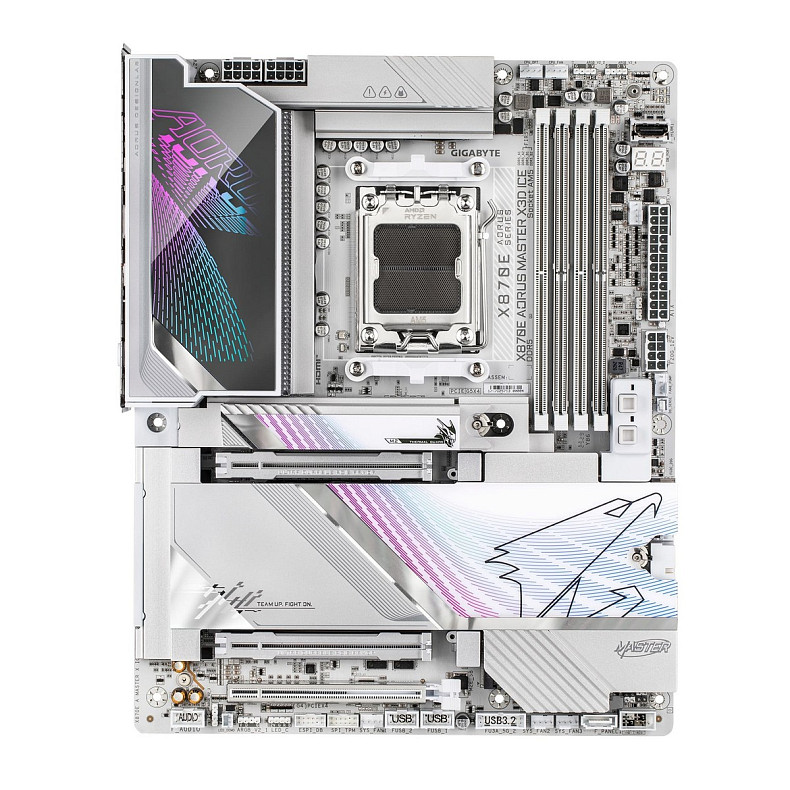Материнська плата GIGABYTE X870E A MASTER X3D ICE sAM5 X870 4xDDR5 M.2 Wi-Fi BT HDMI DP ATX