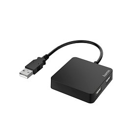 Хаб Hama USB-A > 4xUSB-A, 0.15м, чорний