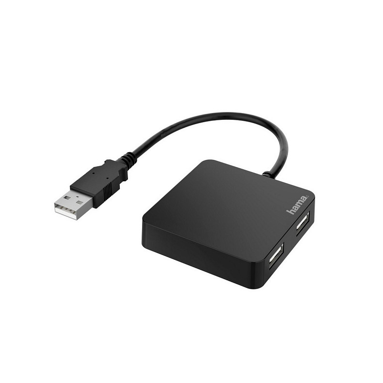 Хаб Hama USB-A > 4xUSB-A, 0.15м, черный