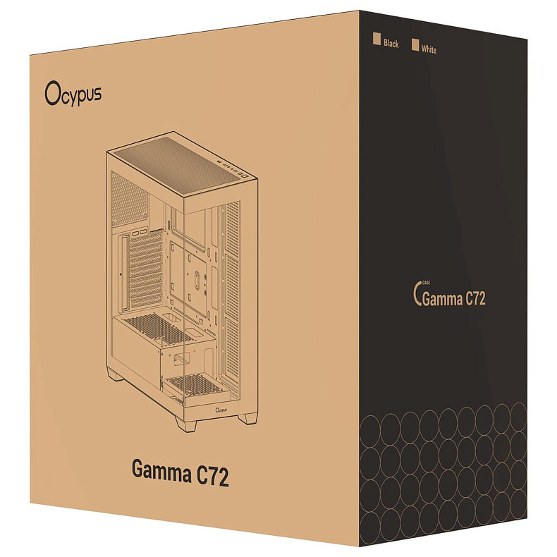 Корпус Ocypus GAMMA C72 W/O PSU, BK ATX (GAMMA-C72-BKD000XX-GL)