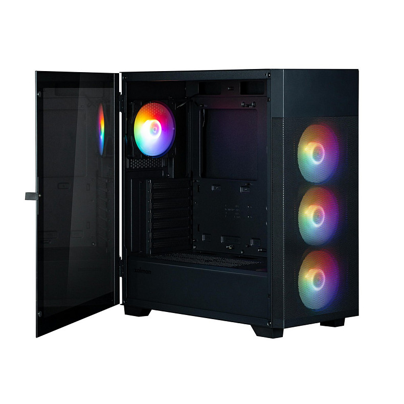Корпус Zalman S5 Neo без БП, 1xUSB3.1, 1xUSB2.0, 4x120мм FRGB, VGA 390мм, LCS ready, TG Side Panel