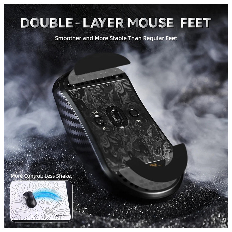 Мышка Attack Shark R11 Ultra, Wireless/Bluetooth, 42000dpi. (PAW3950MAX) 6кн., Phantom Shark