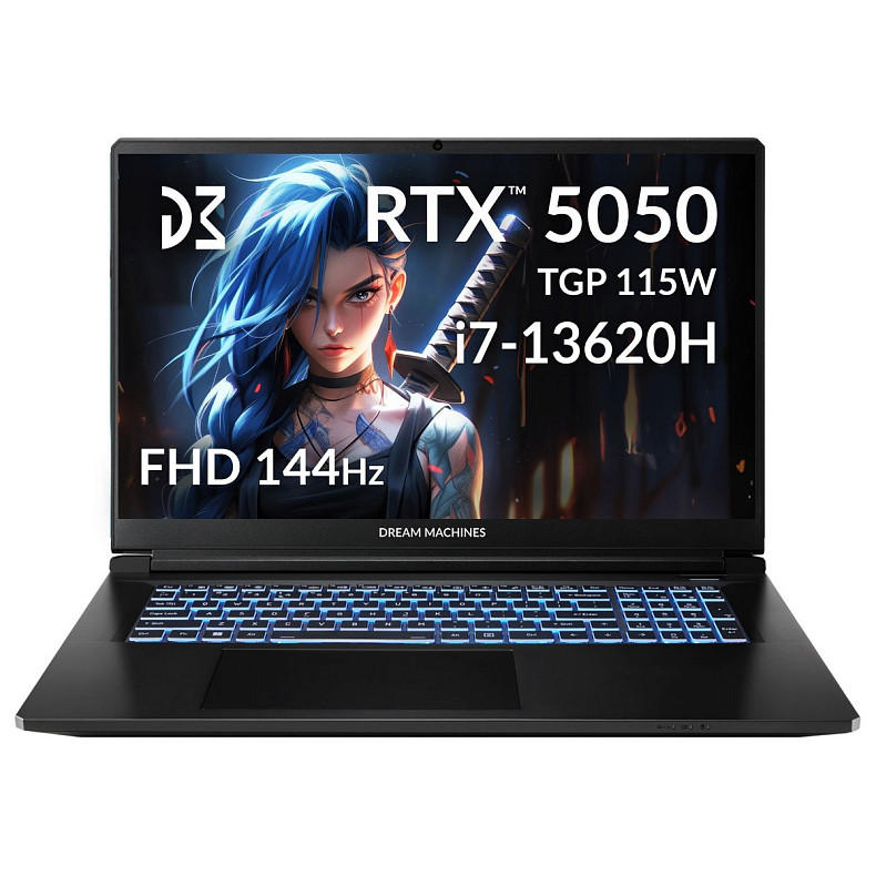 Ноутбук Dream Machines RG5050-17 17.3FHD IPS, Intel i7-13620H, 32GB, F1TB, NVD5050-8, DOS, черный