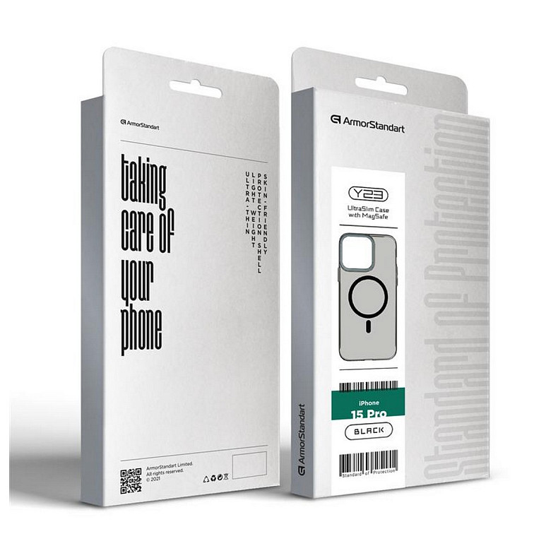 Чехол-накладка Armorstandart Y23 MagSafe для Apple iPhone 15 Pro Transparent Black (ARM68331)
