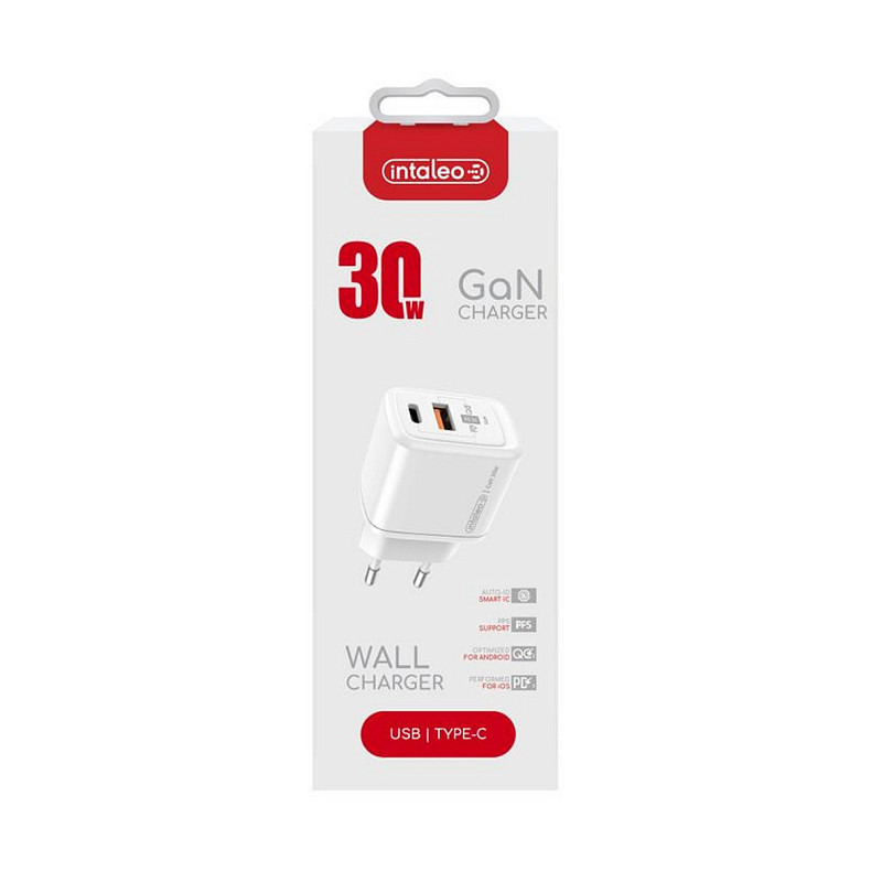 Сетевое зарядное устройство Intaleo TCG30GAN USB-C PD+USB-A QC 3.0 White (1283126578274)