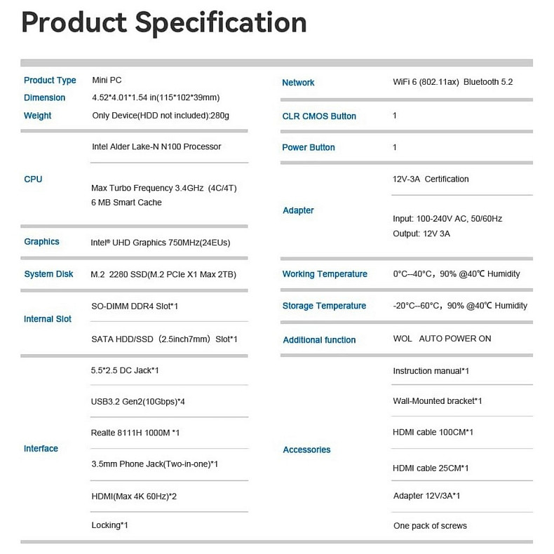Неттоп Beelink Mini S12 Pro 16/500Gb