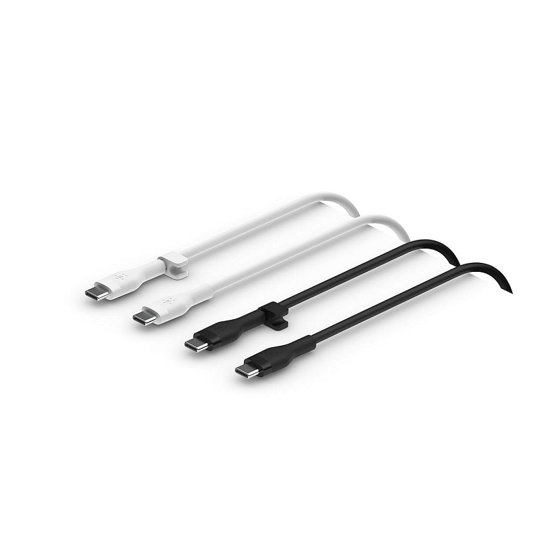 Кабель USB-C > USB-C заряджання/синхронізації Belkin 1м, 60Вт, Type-C, силіконовий з кліпсою (2 Pack