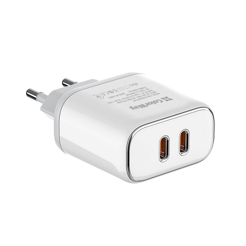 Сетевое зарядное устройство ColorWay Power Delivery Port PPS USB (Type-C PD + Type-C PD) (40W) White