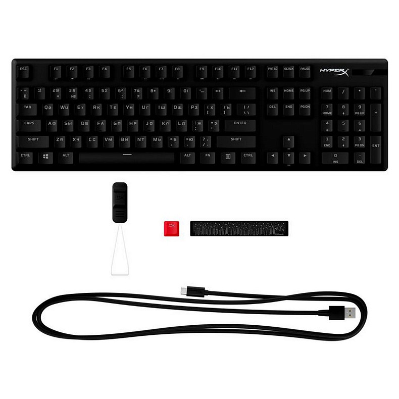 Клавіатура HyperX Alloy Origins Red RGB PBT ENG/RU Black (639N3AA) USB