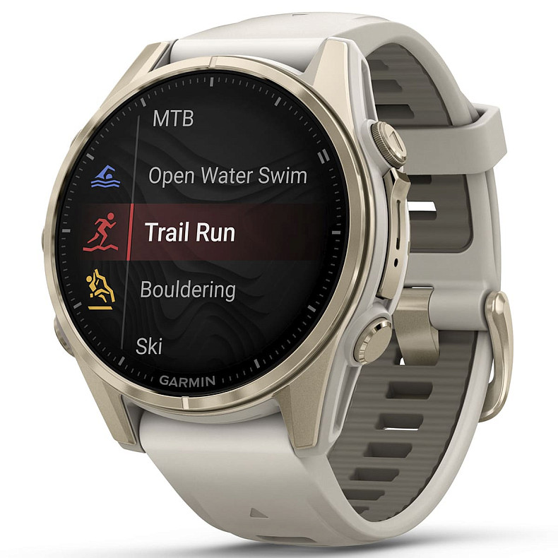 Спортивний годинник GARMIN Fenix 8 43mm AMOLED Sapphire Soft Gold with Fog Gray Silicone Band