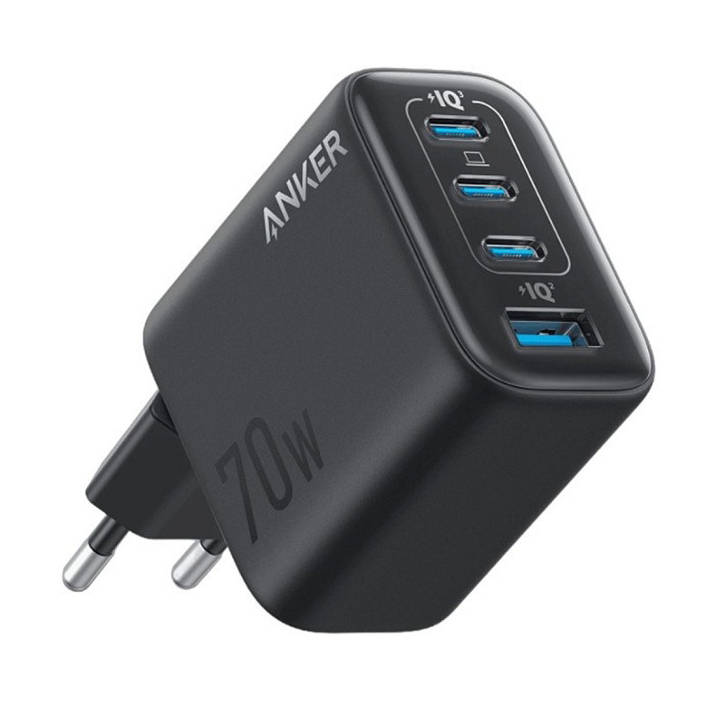 Зарядное устройство ANKER Charger - 70W, 3xUSB-C PD 3.0 & 1xUSB-A Black