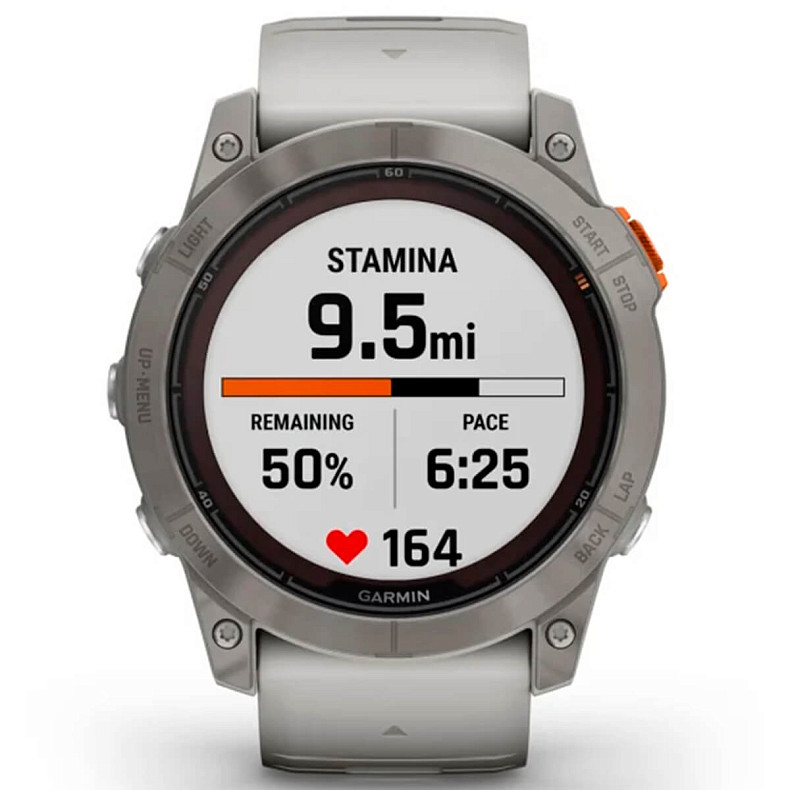 Спортивний годинник GARMIN Fenix 7X Pro Sapphire Solar Titanium with Grey/Orange Band