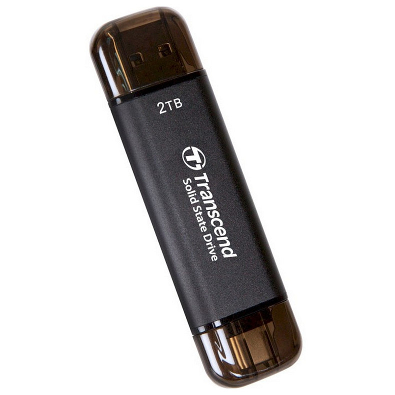 Портативний SSD Transcend 2TB USB 3.1 Gen 2 Type-A + Type-C ESD310 Чорний