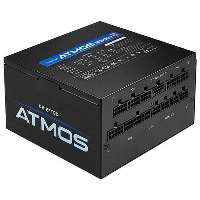 Блок живлення CHIEFTEC Atmos (850W), >90%, 80+ Gold, 135мм FDB, 1xMB 24pin(20+4), 2xCPU 8pin(4+4), 4