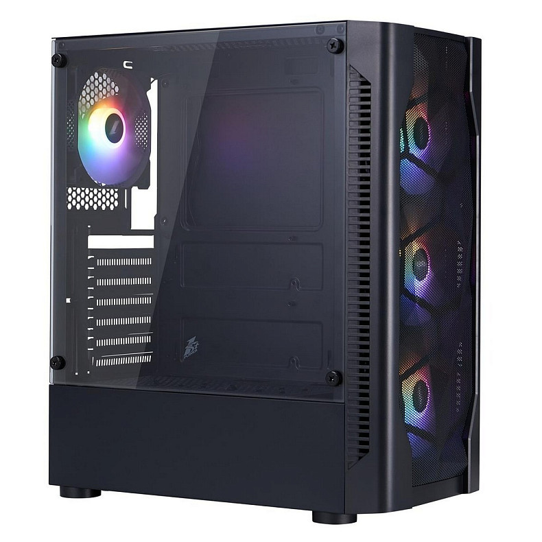 Корпус 1stPlayer D4-BK-4F1 Black без БП