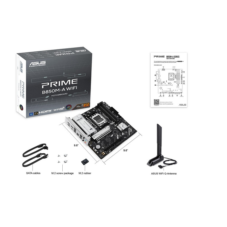 Материнская плата ASUS PRIME B850M-A WIFI sAM5 B850 4xDDR5 M.2 HDMI DP WiFi BT mATX