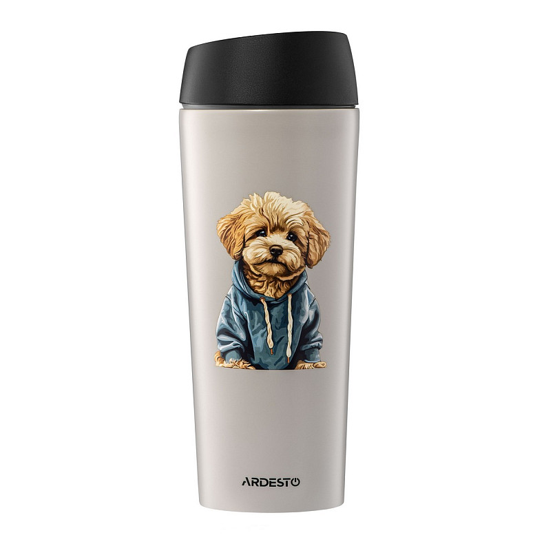 Термокухоль Ardesto Coffee Time Maltipoo 450мл, нержавіюча сталь, бежевий (AR2645MP)