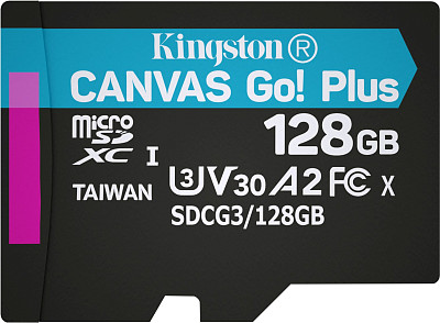 Карта пам'яті Kingston 128GB microSDXC C10 UHS-I U3 A2 R170/W90MB/s (SDCG3/128GBSP)