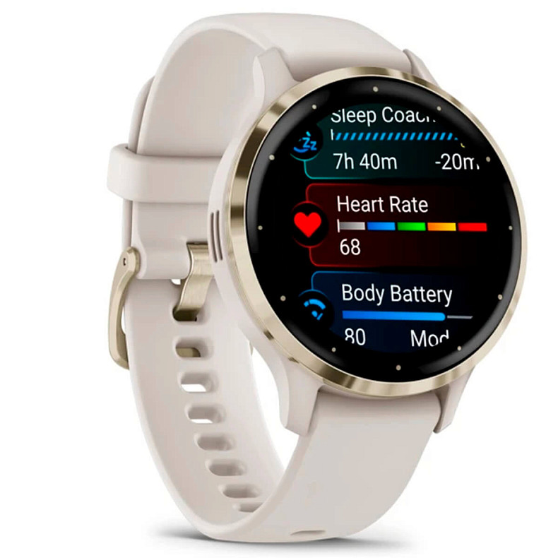Спортивний годинник GARMIN Venu 3s Soft Gold Stainless Steel Bezel with Ivory Case and Silicone Band