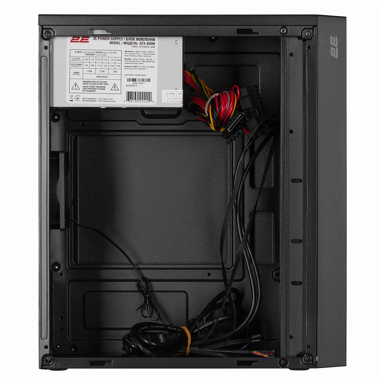 Корпус 2E TeamX TMX03 с БП 2E ATX400W, 2xUSB2.0, 1x80мм, VGA 220мм, mATX, черный