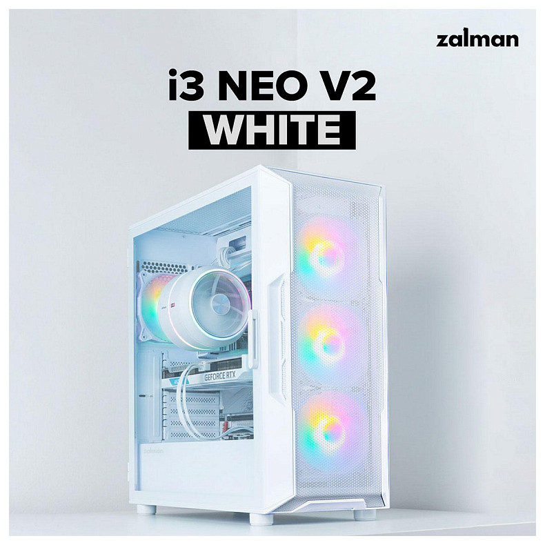 Корпус Zalman I3 Neo V2 без БЖ 2xUSB3.0, 1x Type C, 4x120мм RGB, VGA 400мм, LCS ready, TG Side Panel