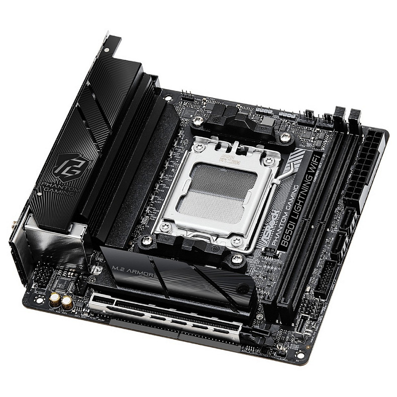 Материнська плата ASRock B650I LIGHTNING WIFI(AM5/B650, 2*DDR5, 1xPCIex16, HDMI/DP, 2xSATAІІІ,2xM.2, 2.5GLan, mITX)