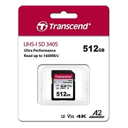 Карта памяти Transcend SD 512GB C10 UHS-I U3 A2 4K (TS512GSDC340S)