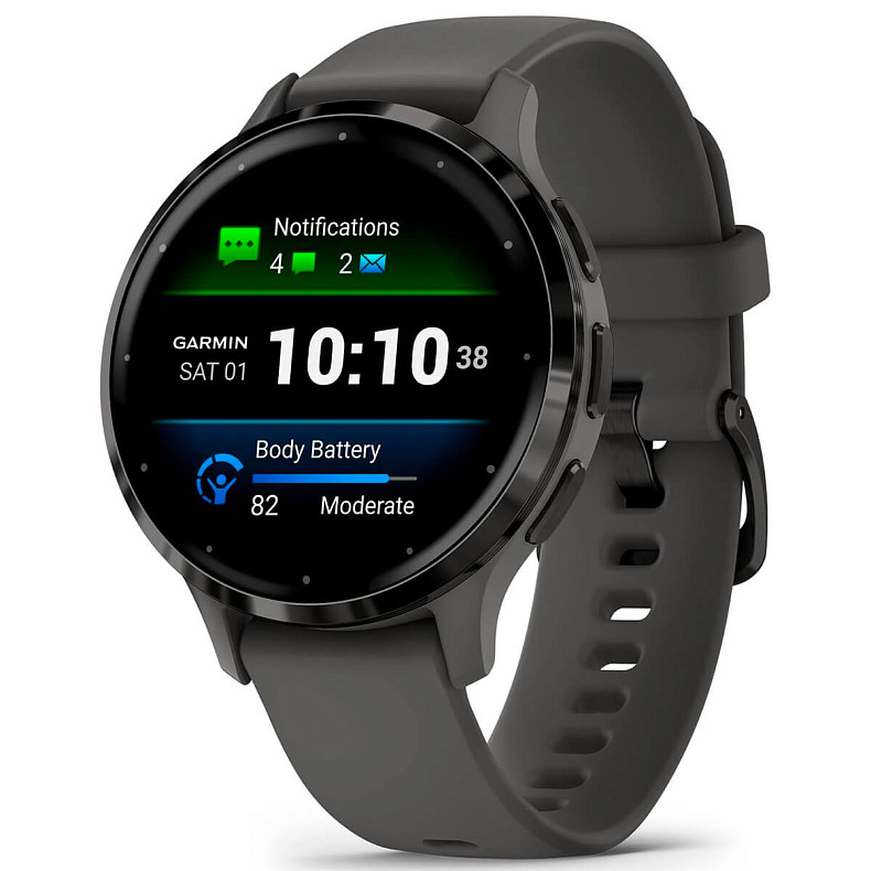 Спортивные часы GARMIN Venu 3s Slate Stainless Steel Bezel with Pebble Gray Case and Silicone Band