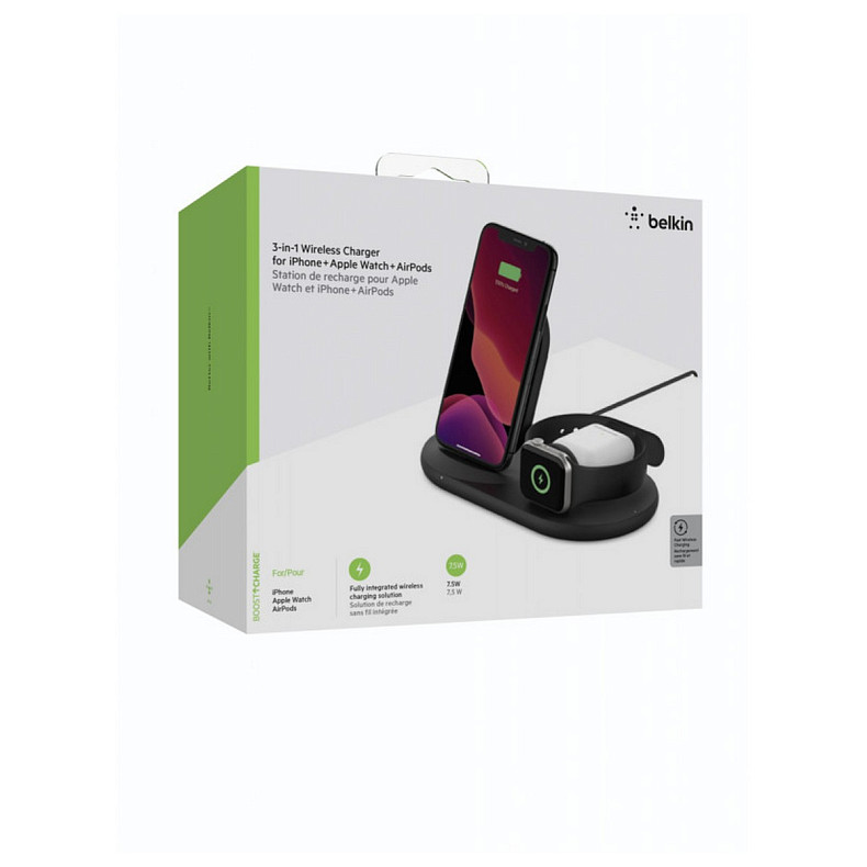 Бездротовий зарядний пристрій Belkin Boost Up 3-in-1 Wireless Charger Black (WIZ001VFBK)