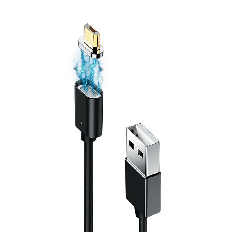 Кабель Grand-X USB-microUSB, магнитный, 1м, Black (MG-01M)