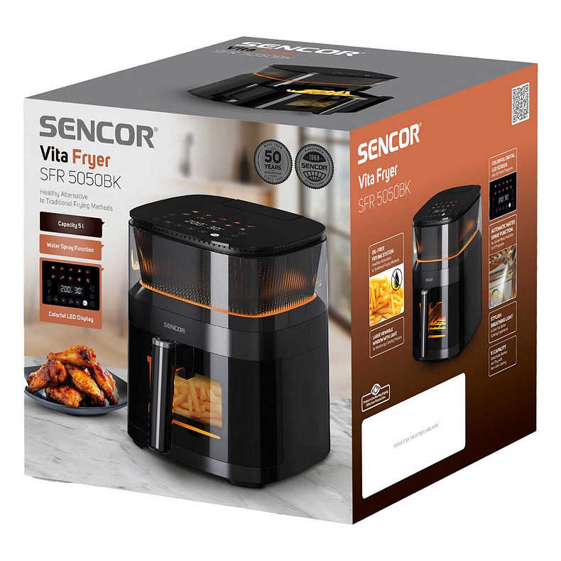 Мультипіч Sencor Vita, 1500Вт, чаша-5л, сенсорне керув., 10 програм, метал/пластик, з віконцем, чорн