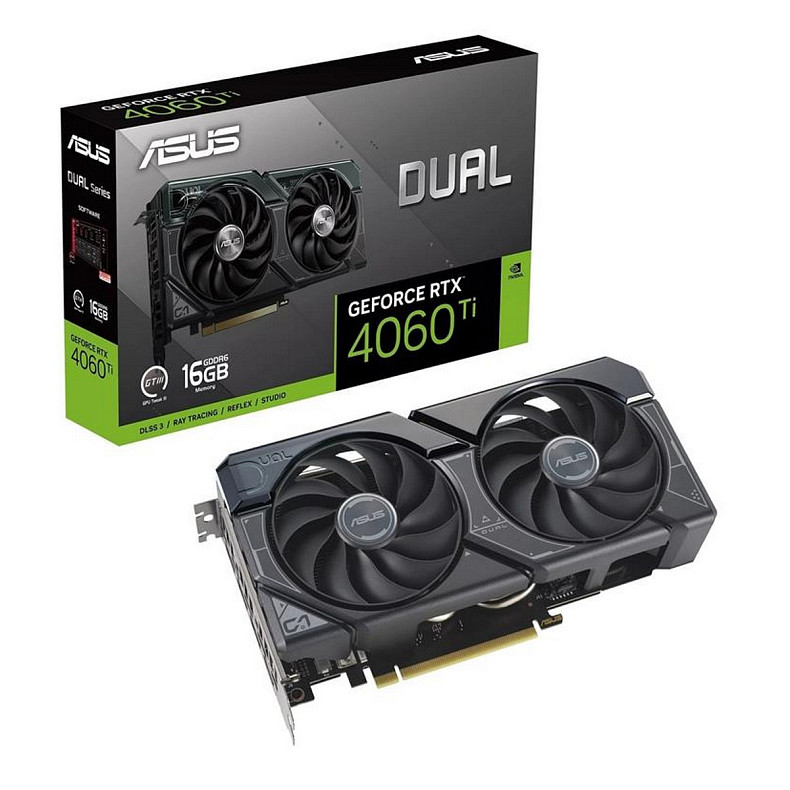 Видеокарта GF RTX 4060 Ti 16GB GDDR6 Dual Asus (DUAL-RTX4060TI-16G)