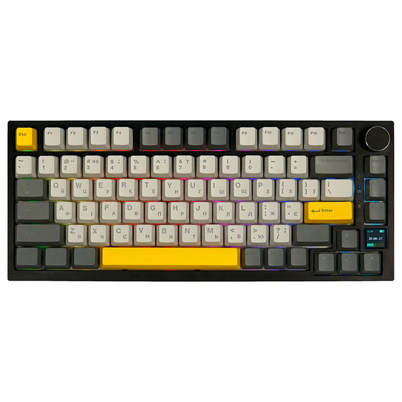 Клавіатура Epomaker AK820 Pro 75% Gift Switch Hot-Swap (2.4G/BT/USB) LCD Screen RGB Black UA