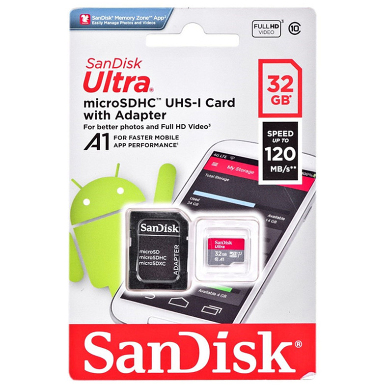 Карта пам'яті SANDISK MICRO SDHC 32GB UHS-I W/A SDSQUA4-032G-GN6MA