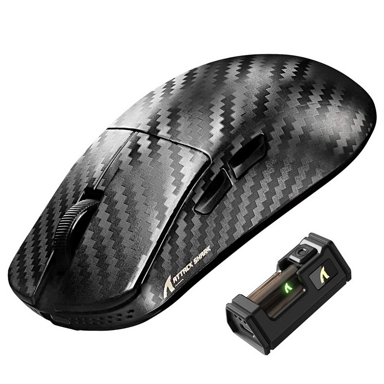Мышка Attack Shark R11 Ultra, Wireless/Bluetooth, 42000dpi. (PAW3950MAX) 6кн., Phantom Shark