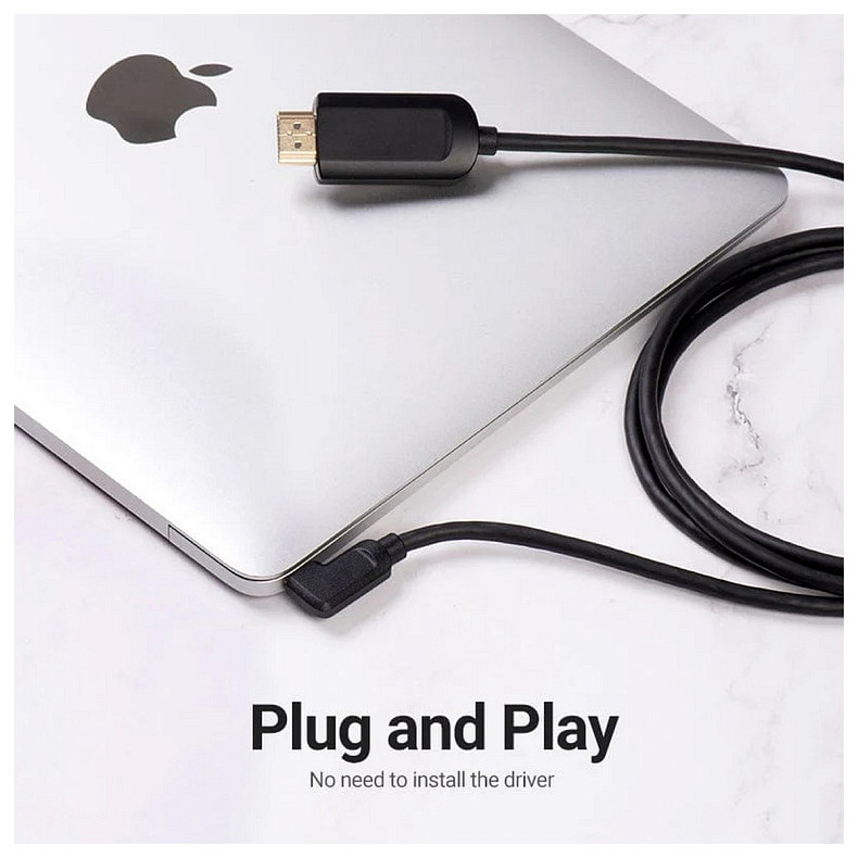 Кабель USB 3.1 Type-C M - HDMI M, 1.5m 90° 4K 60 Гц PVC Black Vention