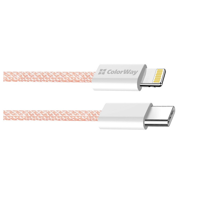 Кабель ColorWay Lightning + USB Type-C (M/M), 3.0 А, 1 м, Pink (CW-CBPDCL061-P)