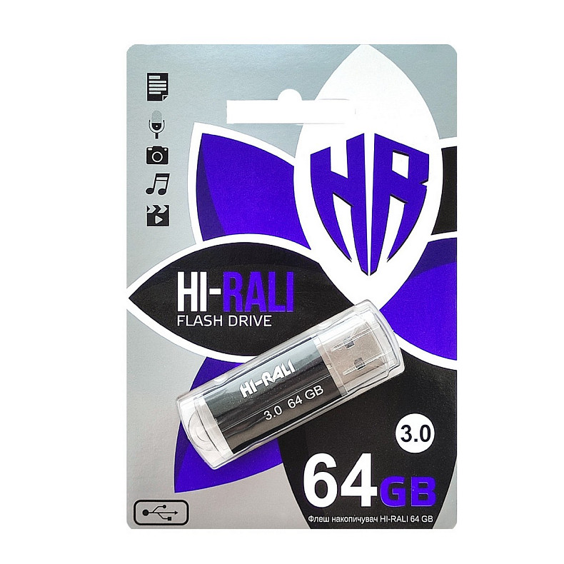 Флеш-накопичувач USB 3.0 64GB Hi-Rali Corsair Series Black (HI-64GB3CORBK)