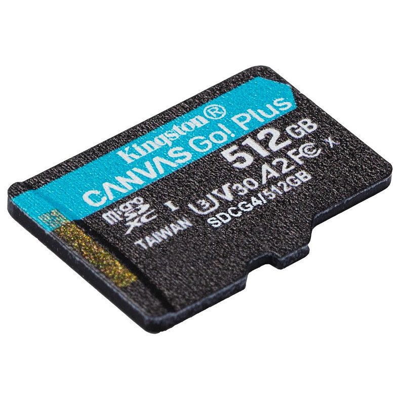 Карта пам'яті Kingston microSD 512GB C10 UHS-I U3 A2 V30 R200/W160MB/s (SDCG4/512GBSP)