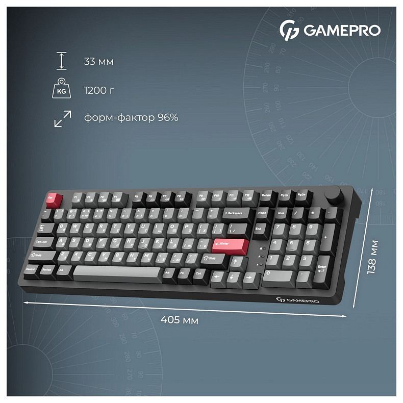 Клавиатура GamePro Asgard Drakkar Keychron Super Red Switch Black (MK305BK)