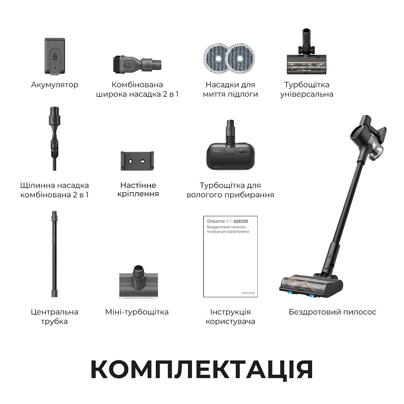 Бездротовий пилосос Dreame R10 PRO Aqua