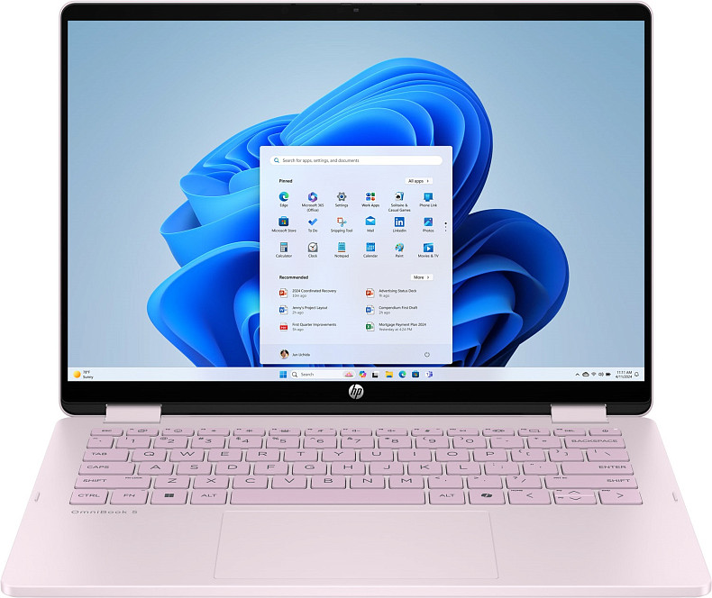 Ноутбук HP OmniBook 5 Flip x360 14-fp0031ua 14"2K IPS Ts,300n/Core3-100U/8Gb/SSD512G/IntGr/Win11H/Рожевий
