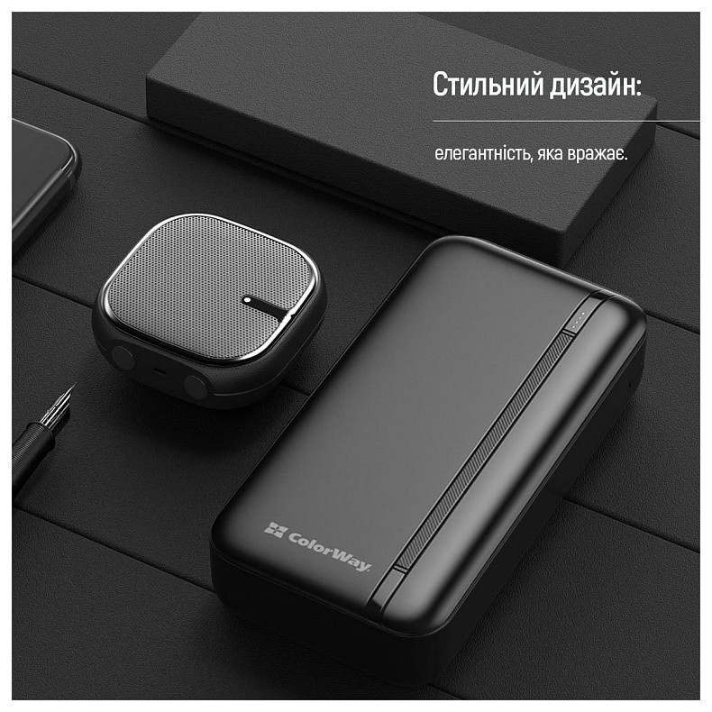Универсальная мобильная батарея ColorWay Portable Charger 20000mAh Black (CW-PB200LPB4BK-PD)
