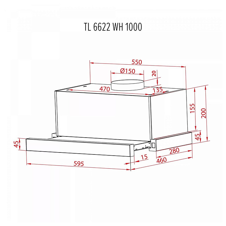Витяжка Perfelli TL 6622 WH 1000 LED