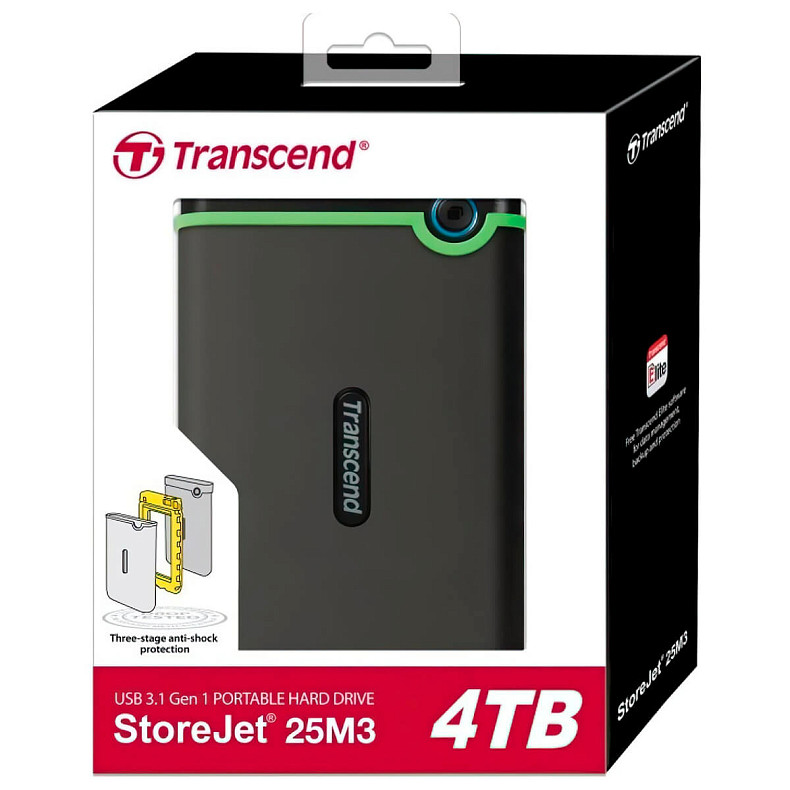 Жорсткий диск Transcend StoreJet 25M3 Iron Gray Slim 4.0TB 2.5" USB (TS4TSJ25M3S)